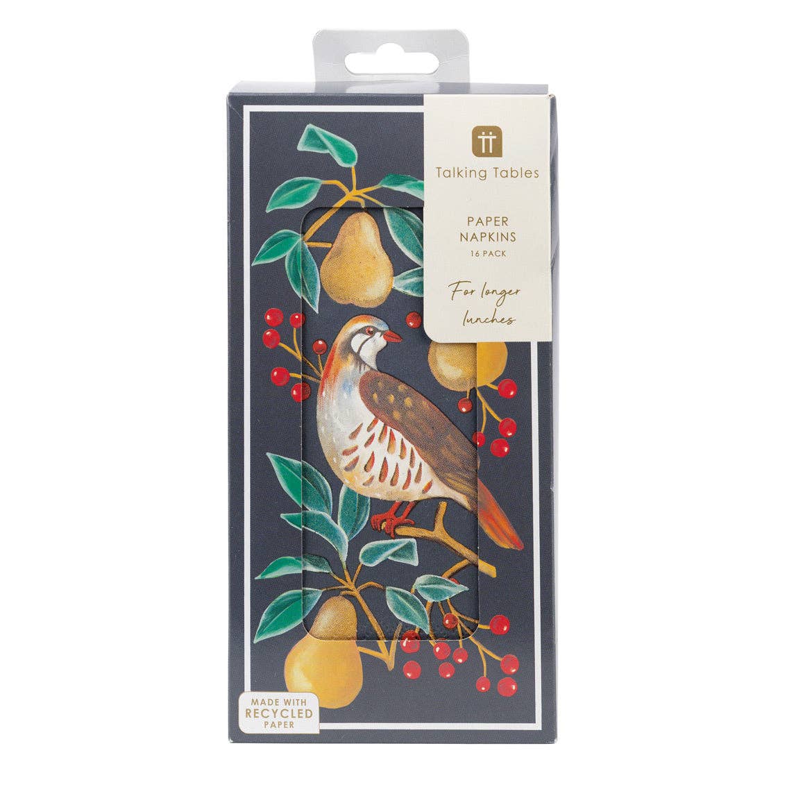 Partridge & Pear Long Lunch Paper Napkins - Display | Christmas Decor |