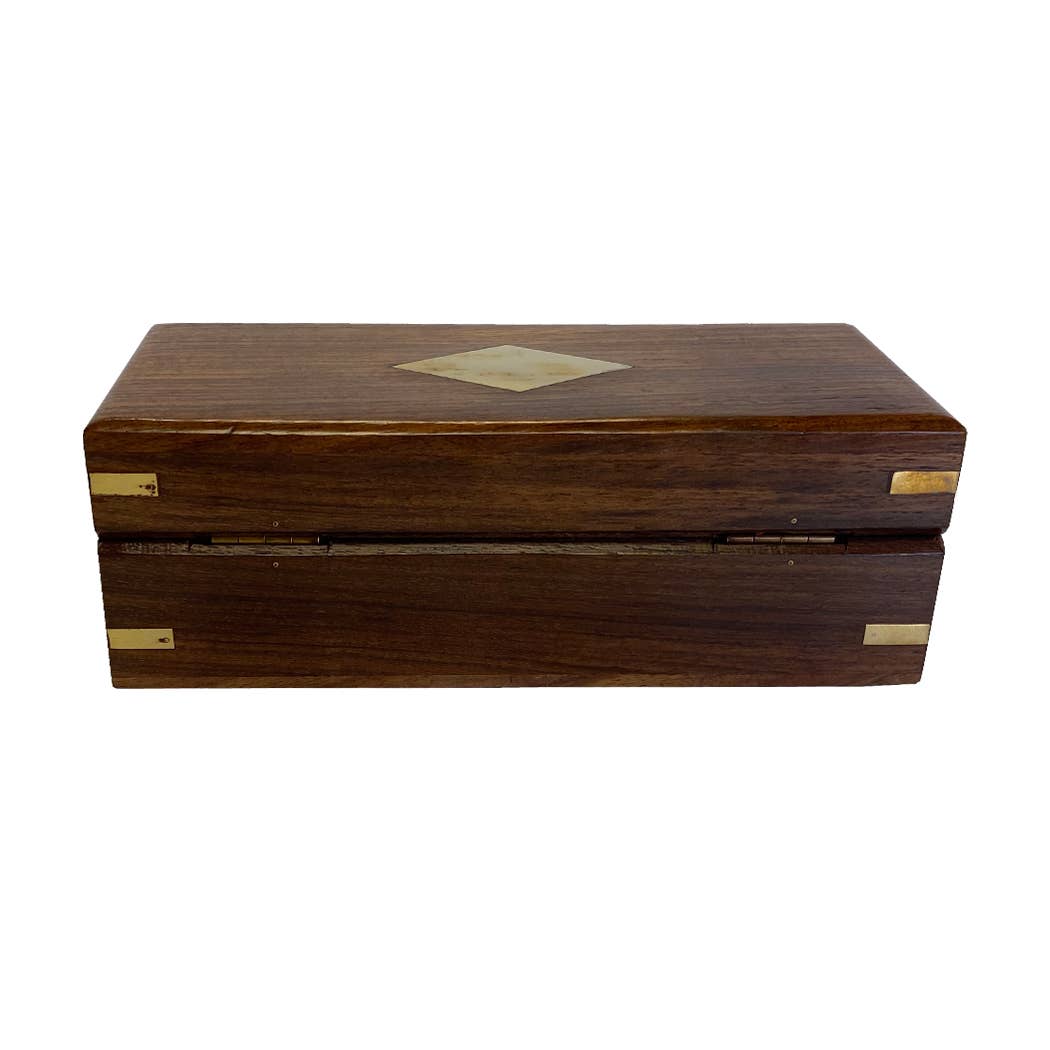 Wood Telescope Box with Brass Diamond Inlay | Tabletop decor