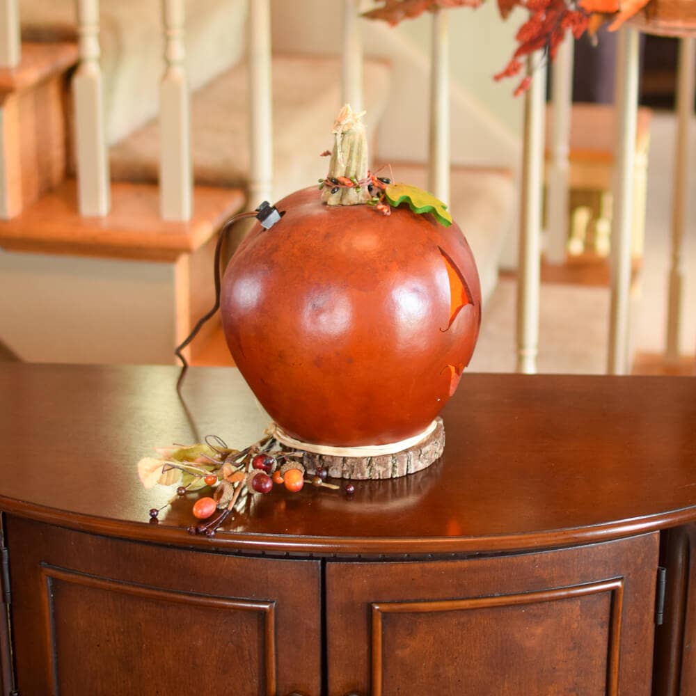 Hand-Crafted Pumpkin Gourd - Frederick Large Lit - Fall