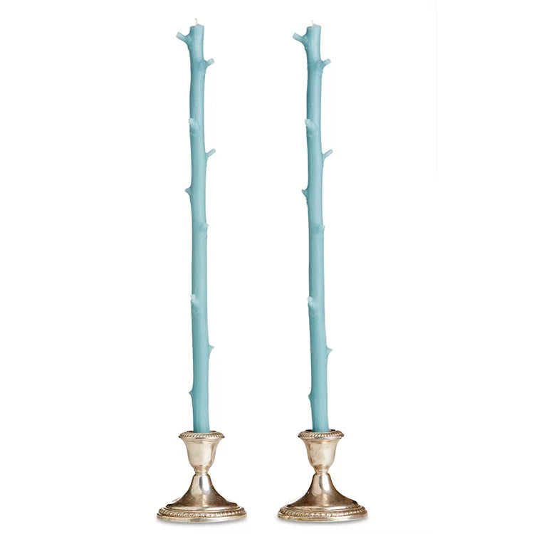 Stick Candles Hickory, Pair - Robin Blue