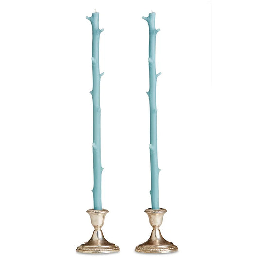 Stick Candles Hickory, Pair - Robin Blue