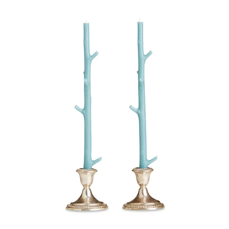 Stick Candles Maple, Pair - Robin Blue