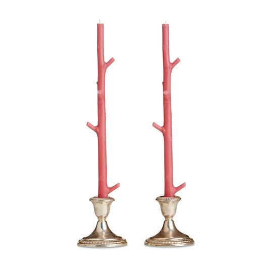 Stick Candles Maple, Pair - Watermelon Pink