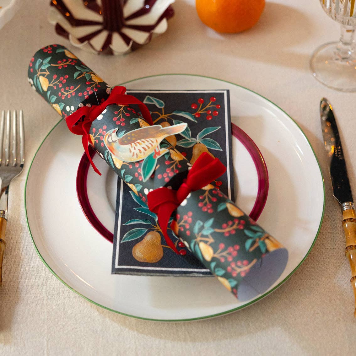 Partridge & Pear Long Lunch Paper Napkins - Display | Christmas Decor |