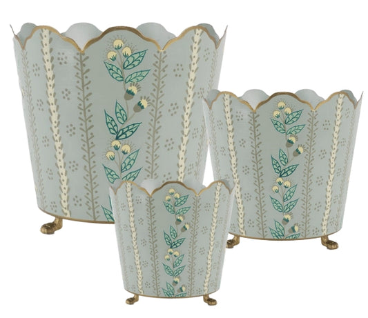 TEH Small Metal Floral Cachepot, Sm