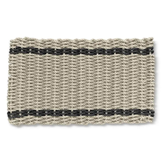 Lobster Rope Outdoor Doormat: Sand & Black Tailored Stripes | 18x30