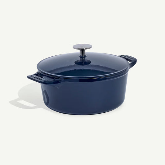 Made In Round Enameled Cast Iron Dutch Oven, Marine Blue