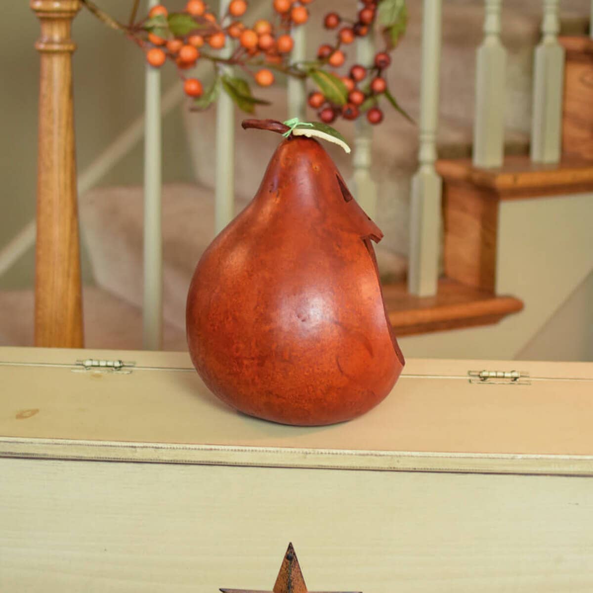 Hand-Crafted Gourd - Jack-O-Lantern Large Candy Dish