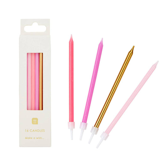 Rose Birthday Candles - 16 Pack | Cake Candles |