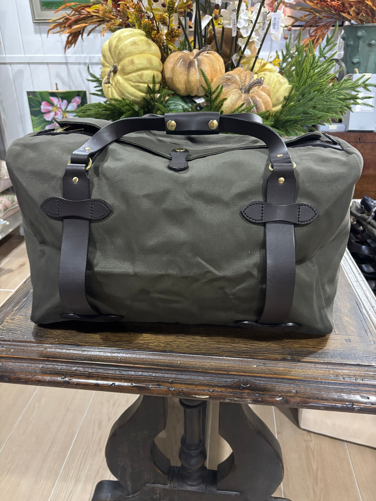 Canvas and Leather Duffle Bag