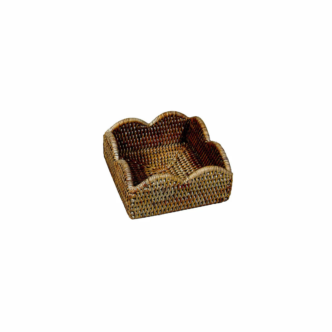 Caspari Rattan Scallop Cocktail Napkin Holder