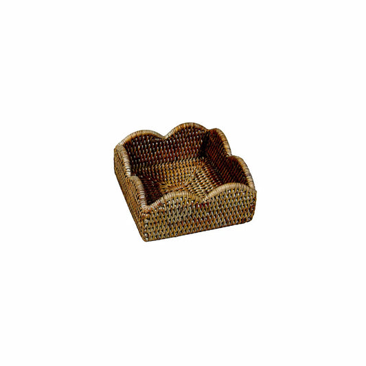 Caspari Rattan Scallop Cocktail Napkin Holder