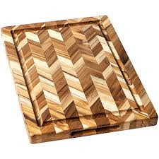 Teak Haus Herringbone Rectangle Board w/ Juice Canal
