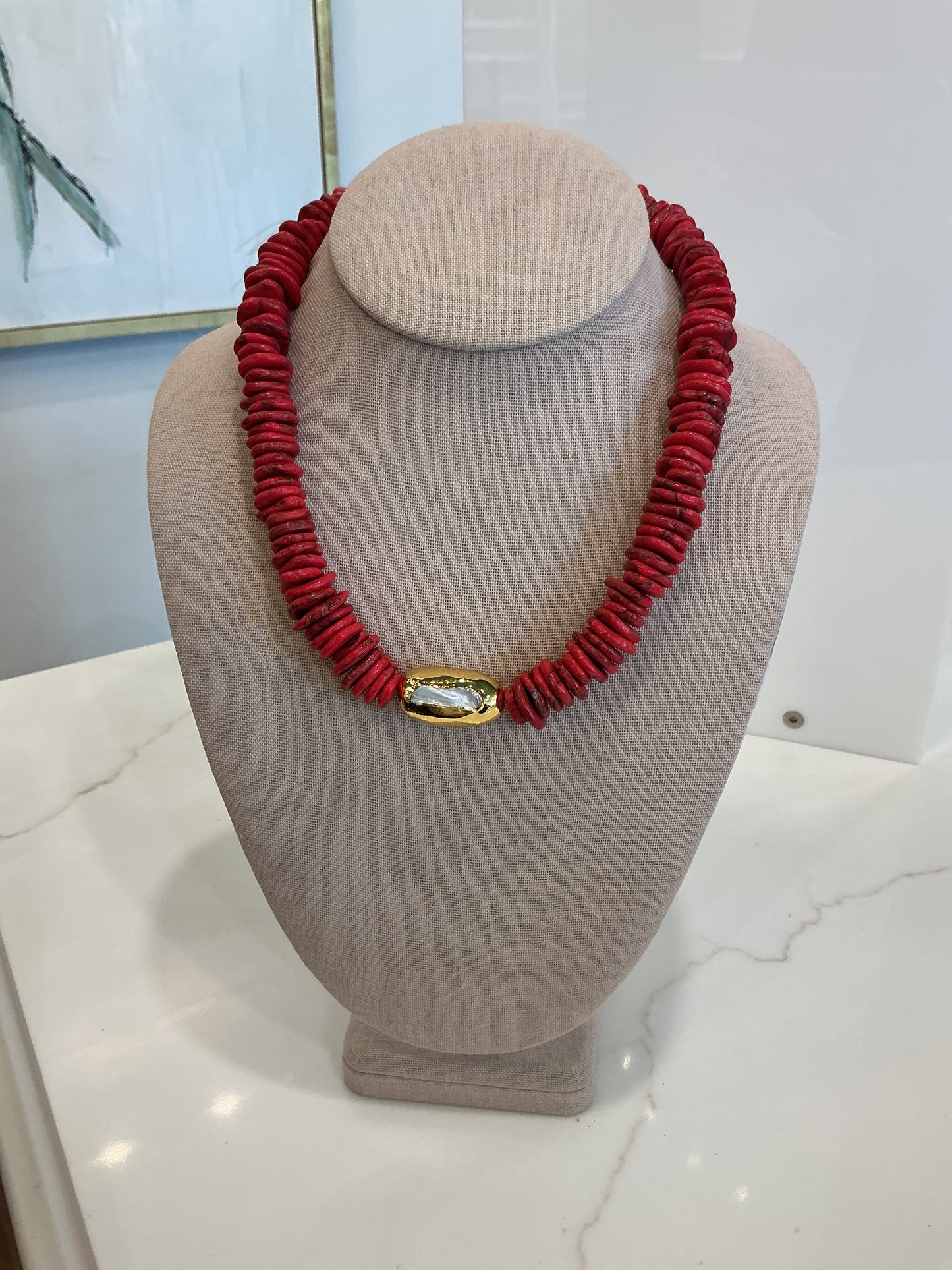 BCB - Red W/ Pearl Necklace