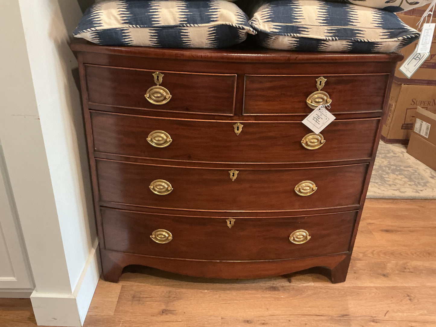 Small, English Bowfront Chest, Ovals
