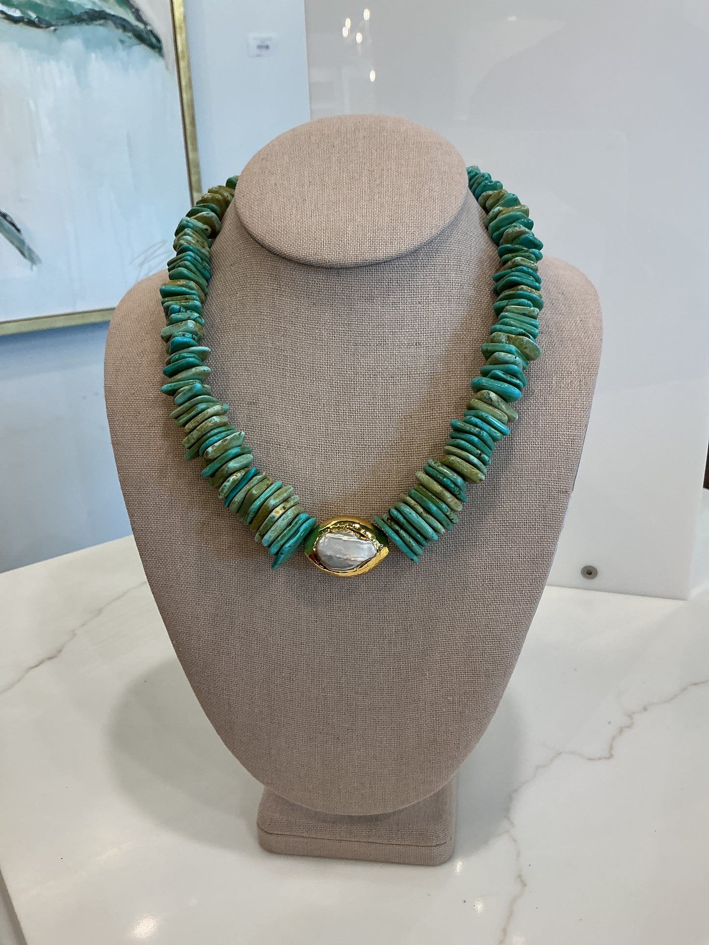 BCB - Blue/Green W/ Pearl Necklace