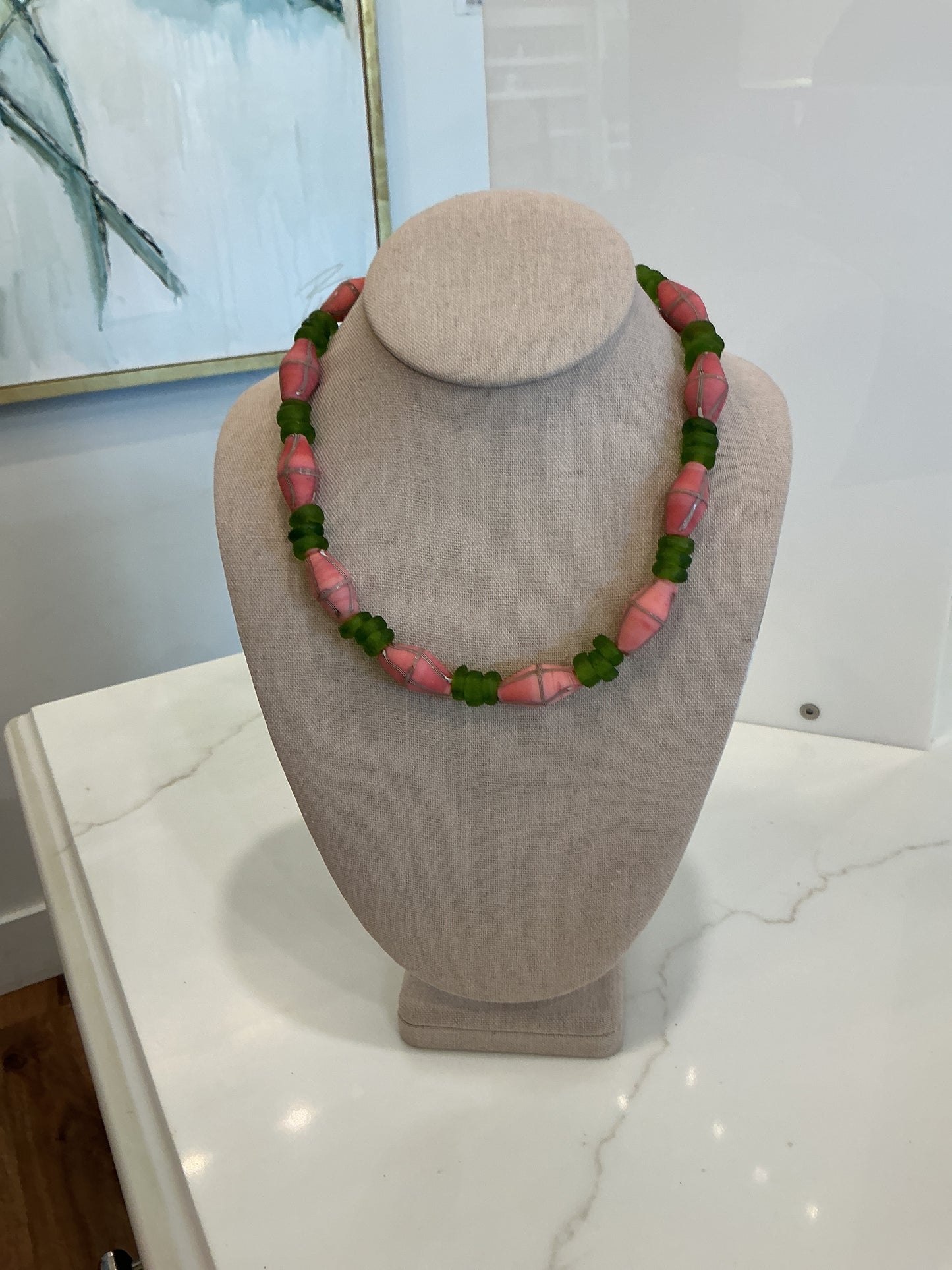 BCB - Pink Green Cross Necklace