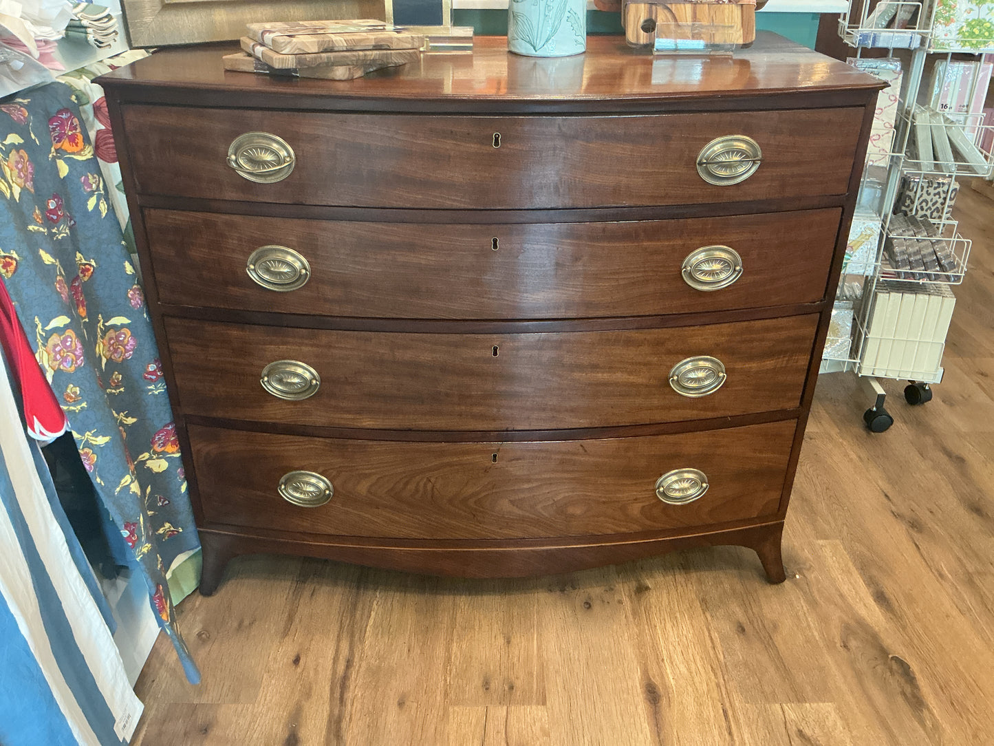 American Bowfront Chest, Lighter Mahogany