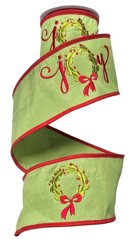JME Embroidered Joy Wreath, Tafetta 4x5 Yd