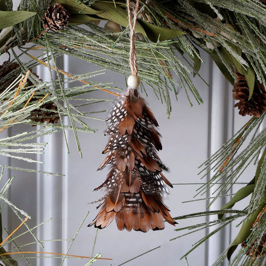 Mini Feather Tree Ornament Natural-Pheasant