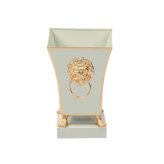 Paws & Claws Fluted Square Cachepot Planter, Sage Green