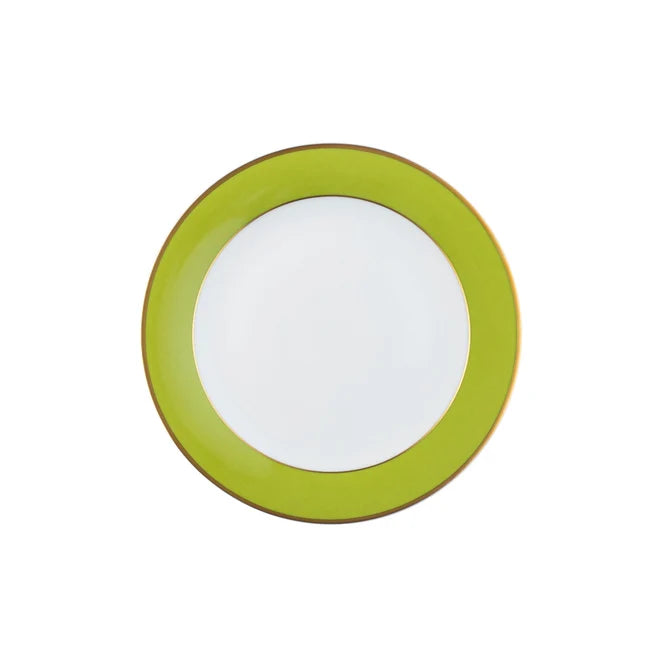 Pickard Ultra-White ColorSheen Apple Green Gold Bread and Butter Plate