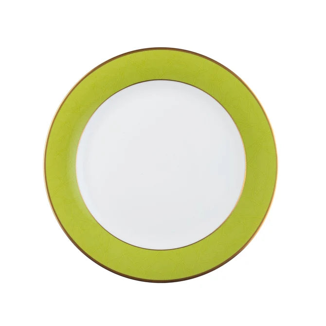 Pickard Ultra-White ColorSheen Apple Green Gold Salad Plate