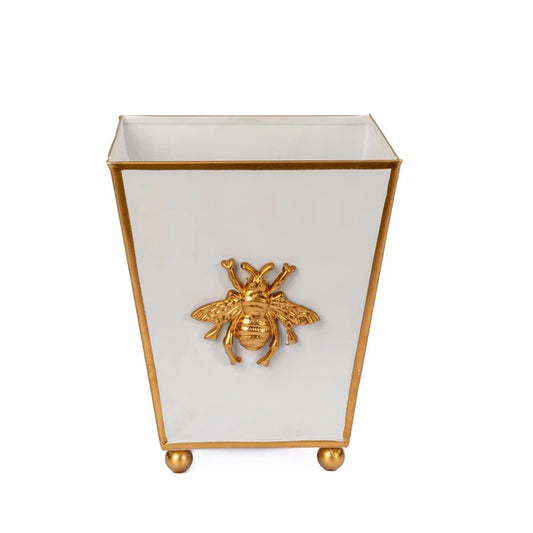 Regency Bee Square Cachepot Planter, White - 6in
