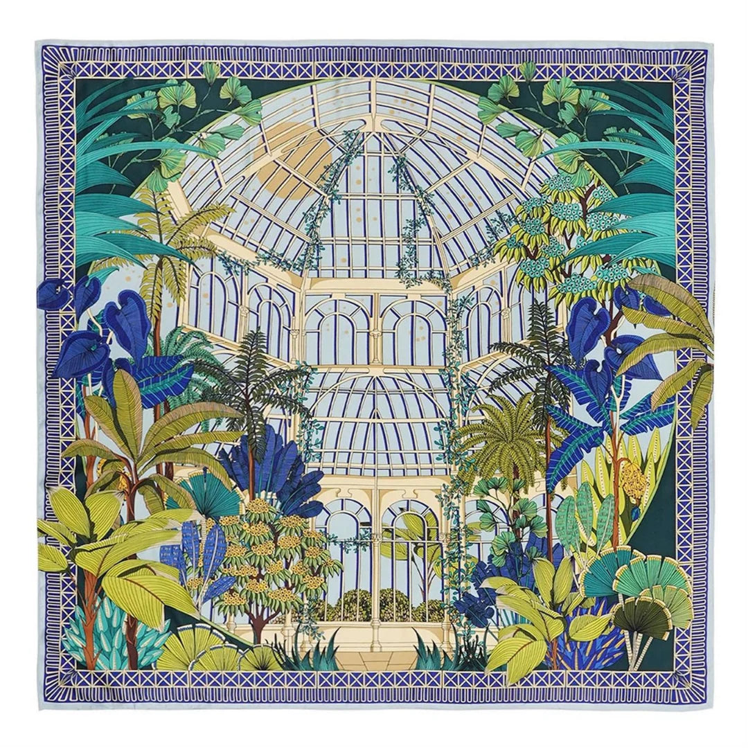 Jardin D'Hiver Blue Medium Square Scarf Designed by Wild Paris