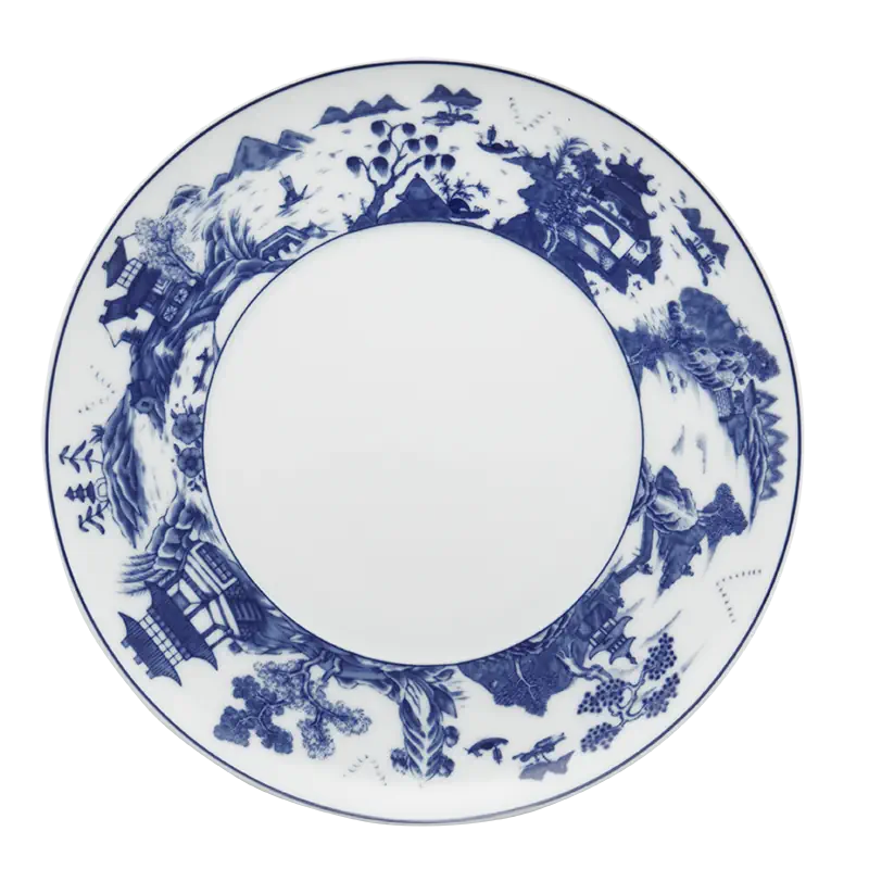 Mottahedeh BLUE SHOU DINNER PLATE W/ PAGODA